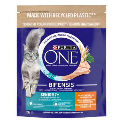 Purina ONE Senior 7+, Runsaasti Kanaa ja Täysjyväviljaa