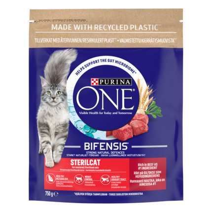 Purina ONE Sterilcat, Sisältää runsaasti Nautaa ja Vehnää