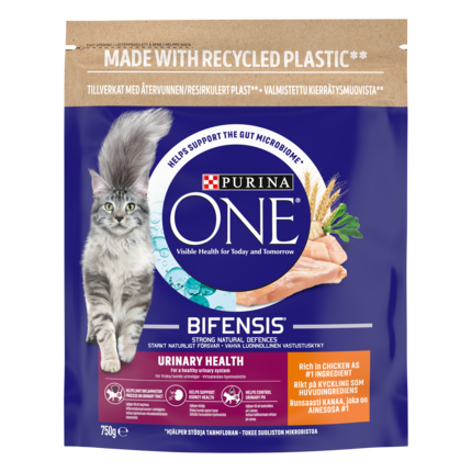 Purina ONE Urinary Care, Sisältää runsaasti Kanaa ja Vehnää