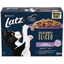Latz® Deliciously Sliced Mixed Selection -kissan märkäruoka hyytelössä
