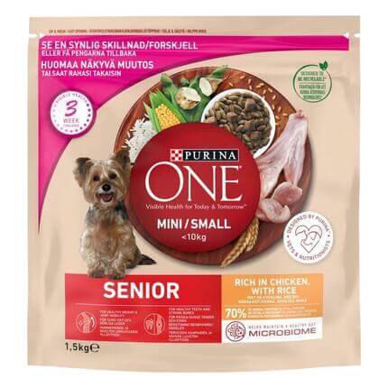 PURINA ONE® Small Dog Senior 8+ runsaasti Kanaa
