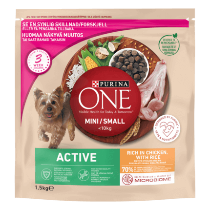 PURINA ONE® Small Dog Active runsaasti Kanaa
