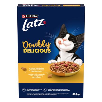Latz® Doubly Delicious sisältää maukkaan yhdistelmän Kanaa ja Kalkkunaa sekä runsaasti Punajuurta