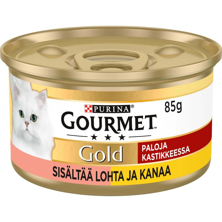 GOURMET™ Gold Paloja kastikkeessa sisältää Lohta & Kanaa