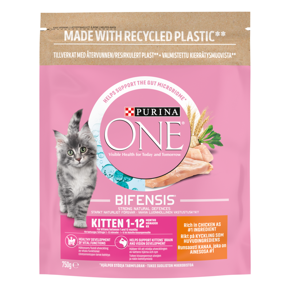 Purina ONE Kitten/Junior 1–12 kk, Sisältää runsaasti Kanaa ja Täysjyvää