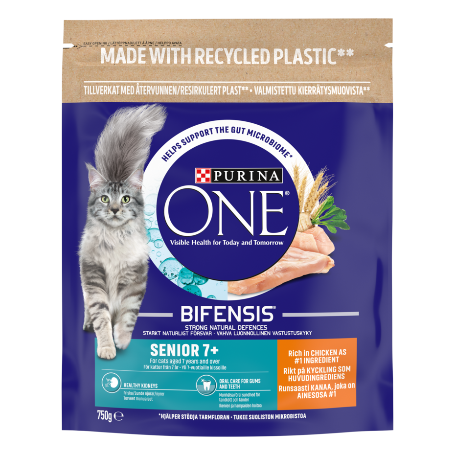 Purina ONE Senior 7+, Runsaasti Kanaa ja Täysjyväviljaa