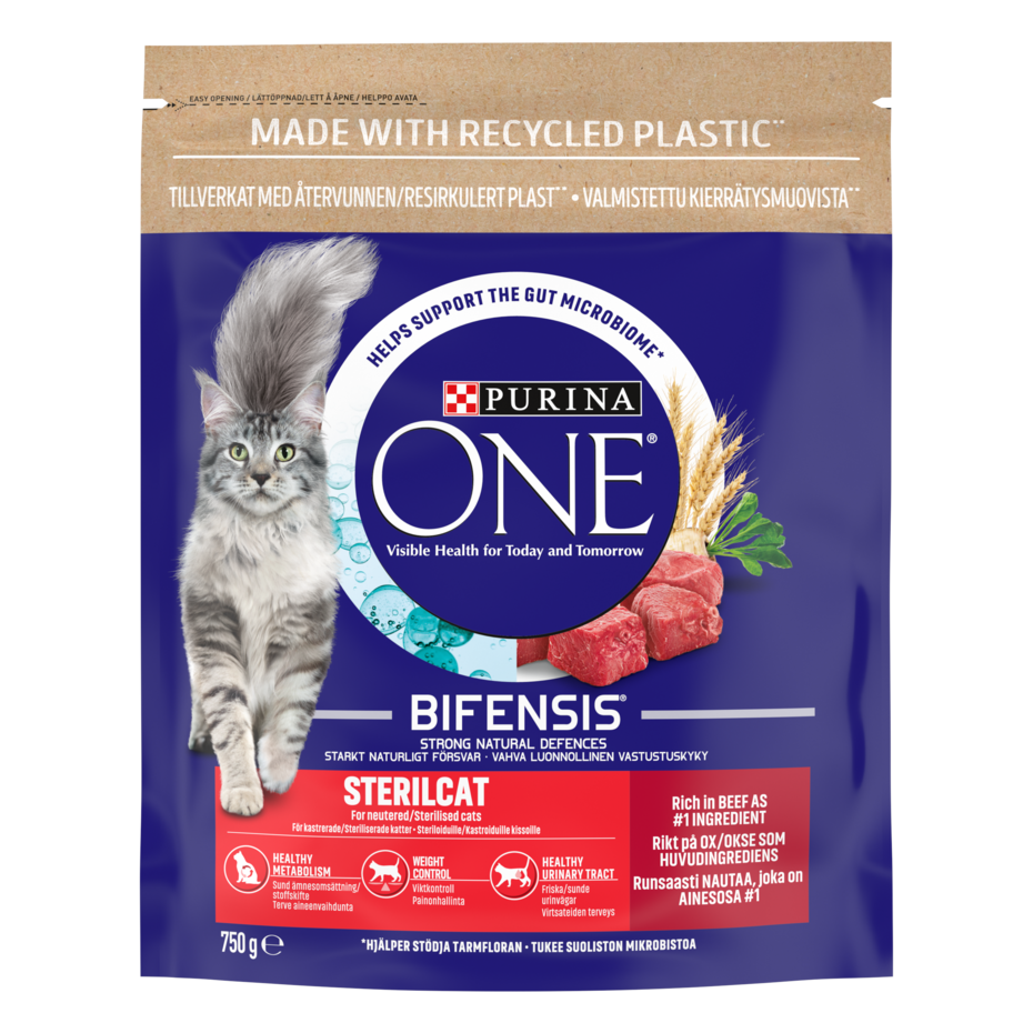 Purina ONE Sterilcat, Sisältää runsaasti Nautaa ja Vehnää