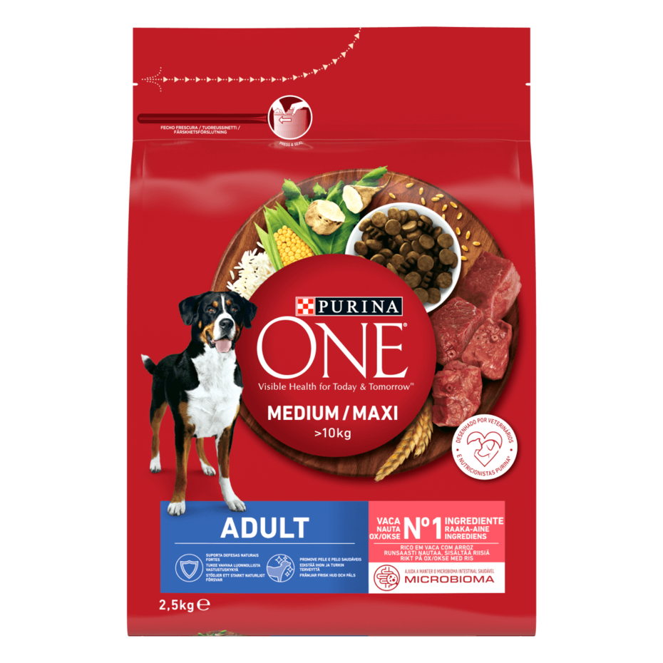 PURINA ONE® Medium/Maxi Dog Adult runsaasti Nautaa