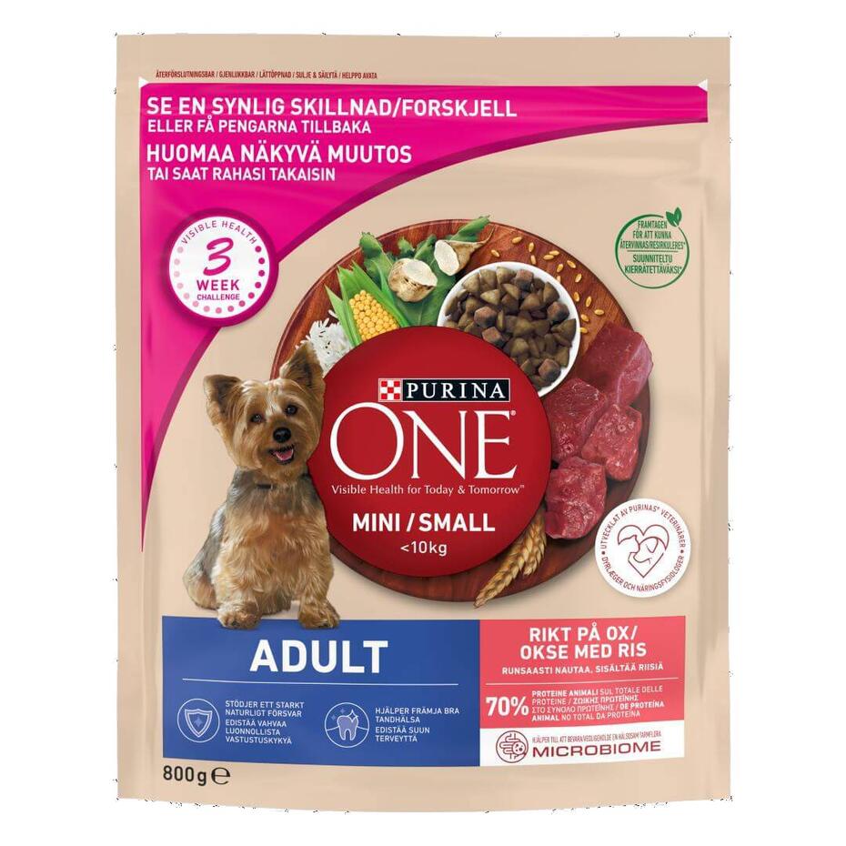 PURINA ONE® Small Dog Adult runsaasti Nautaa
