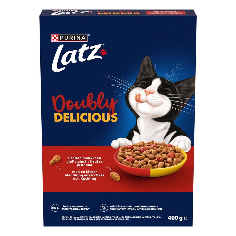Latz® Doubly Delicious sisältää maukkaan yhdistelmän Nautaa ja Kanaa sekä runsaasti Punajuurta