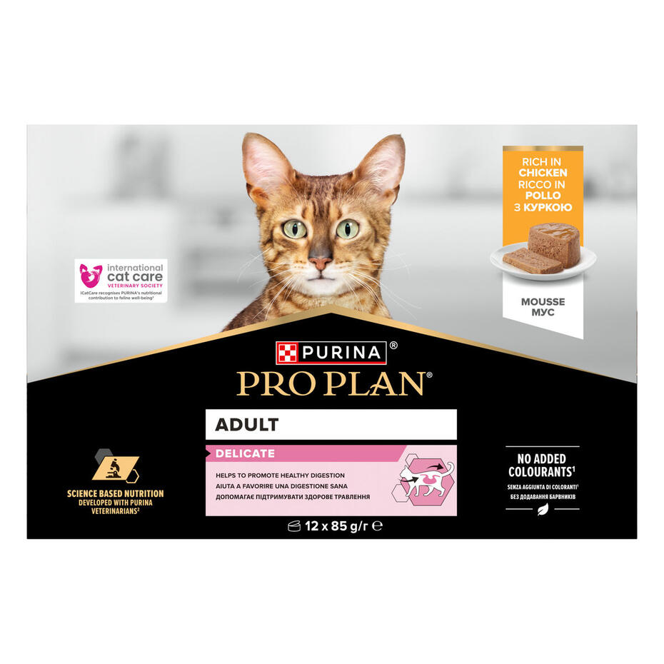PURINA® PRO PLAN® Delicate Mousse sisältää kanaa