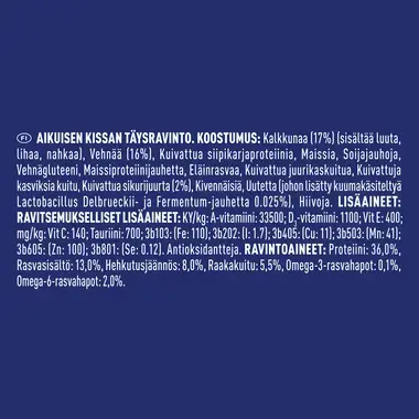 Purina ONE Indoor-ravinto, Runsaasti Kalkkunaa composition
