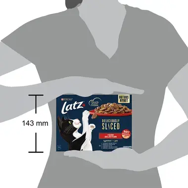 Latz® Deliciously Sliced Farm Selection -kissan märkäruoka hyytelössä