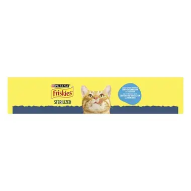 Friskies® Sterilized sisältää maukkaan yhdistelmän Lohta ja Tonnikala sekä Kasviksia