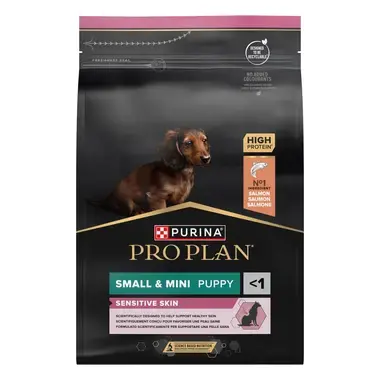 PRO PLAN® Small & Mini Puppy Sensitive Skin Runsaasti Lohta