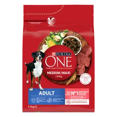 PURINA ONE® Medium/Maxi Dog Adult runsaasti Nautaa