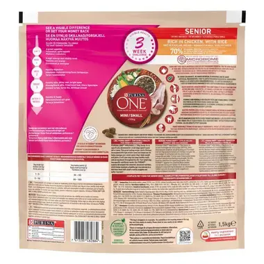 PURINA ONE® Small Dog Senior 8+ runsaasti Kanaa