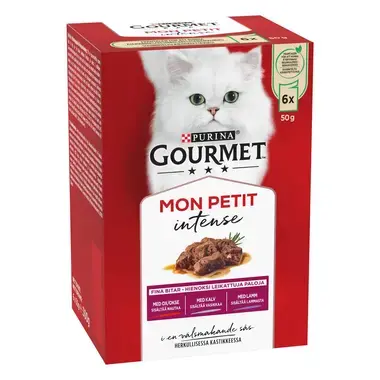 GOURMET Mon Petit Intense, sisältää nautaa, lammasta ja vasikkaa