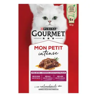 GOURMET Mon Petit Intense, sisältää nautaa, lammasta ja vasikkaa