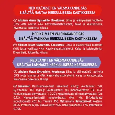 GOURMET Mon Petit Intense, sisältää nautaa, lammasta ja vasikkaa