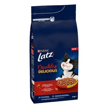 Latz® Doubly Delicious sisältää maukkaan yhdistelmän Nautaa ja Kanaa sekä runsaasti Punajuurta