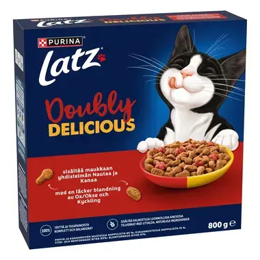 Latz® Doubly Delicious sisältää maukkaan yhdistelmän Nautaa ja Kanaa sekä runsaasti Punajuurta