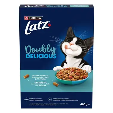 Latz® Doubly Delicious sisältää maukkaan yhdistelmän Lohta ja Merikalaa sekä runsaasti Punajuurta