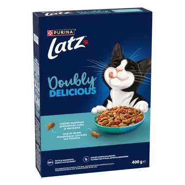 Latz® Doubly Delicious sisältää maukkaan yhdistelmän Lohta ja Merikalaa sekä runsaasti Punajuurta