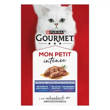GOURMET® Mon Petit Fish Variety sisältää Tonnikalaa, Lohta & Taimenta