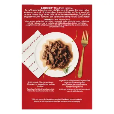 GOURMET Mon Petit Intense, sisältää nautaa, lammasta ja vasikkaa