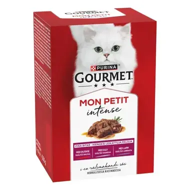 GOURMET Mon Petit Intense, sisältää nautaa, lammasta ja vasikkaa