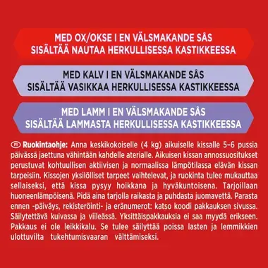 GOURMET Mon Petit Intense, sisältää nautaa, lammasta ja vasikkaa