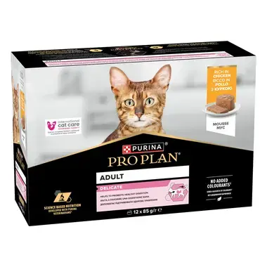 PURINA® PRO PLAN® Delicate Mousse sisältää kanaa